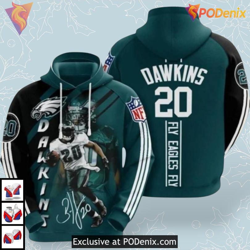 Signature Dawkins 20 Tribute Custom Philadelphia Eagles Hoodies Fly Eagles Fly Gear