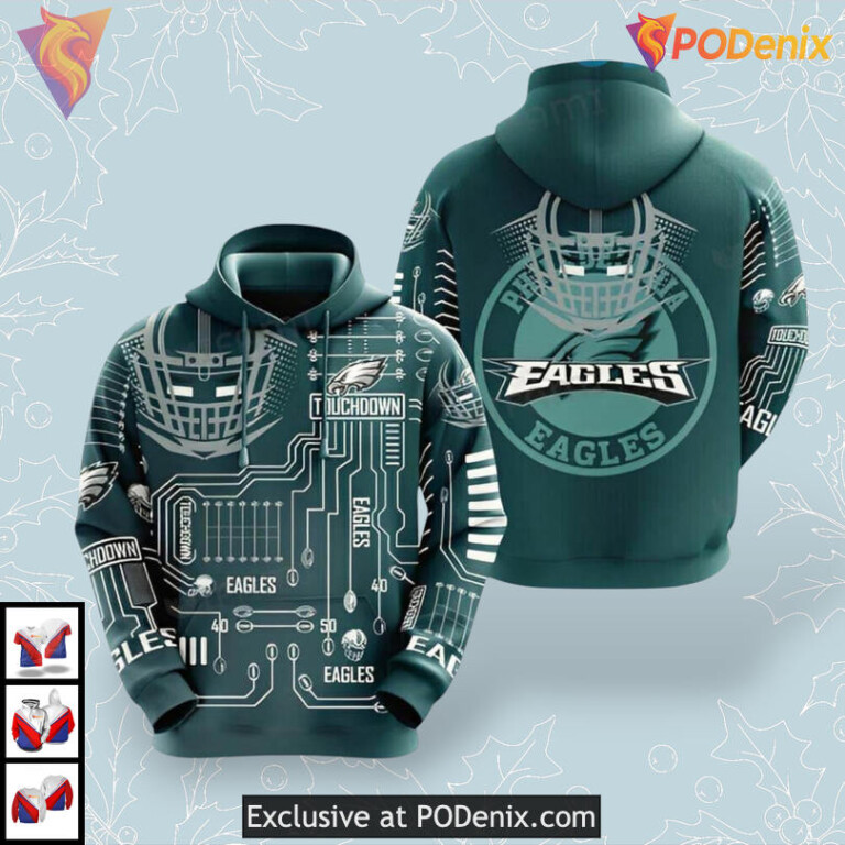Sketch Art Helmet Style Nfl Philadelphia Eagles Hoodie 3D Football Apparel