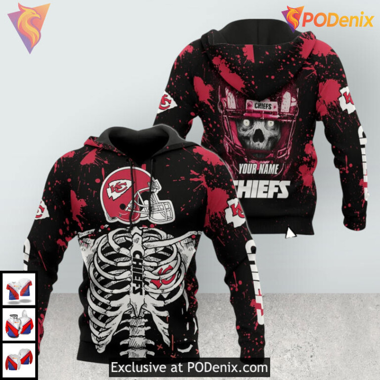 Skull Armor Personalized Kansas City Chiefs Youth Hoodie, Custom 3D Apparel