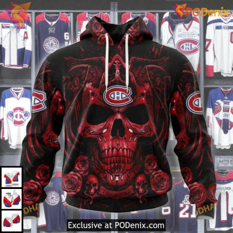 Skull Art Graphic Concept NHL Montreal Canadiens Full Print Hoodie 3D