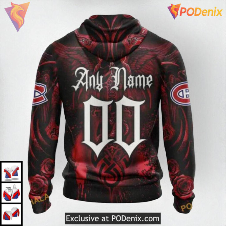 Skull Art Graphic Concept NHL Montreal Canadiens Full Print Hoodie 3D - 1