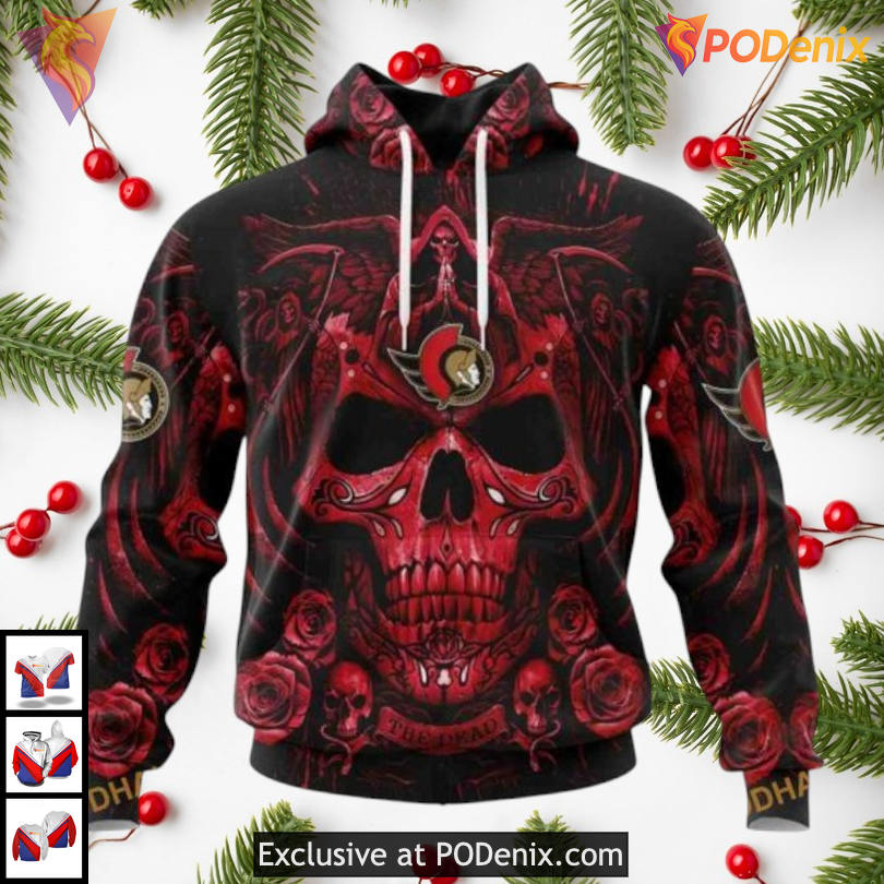 Skull Art Graphic Concept NHL Ottawa Senators Hoodie 3D Custom Design