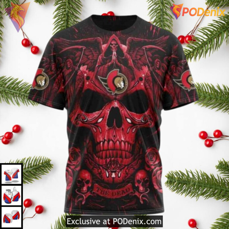 Skull Art Graphic Concept NHL Ottawa Senators Hoodie 3D Custom Design - 2