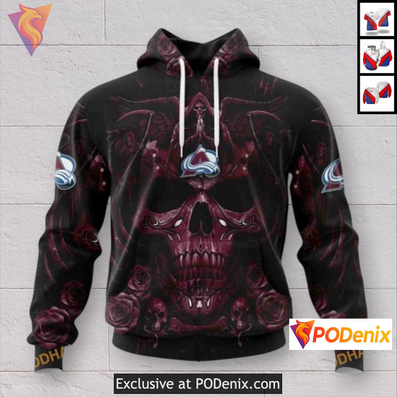 Skull Art Graphic Design Colorado Avalanche Vintage Hoodie Custom Sweatshirt