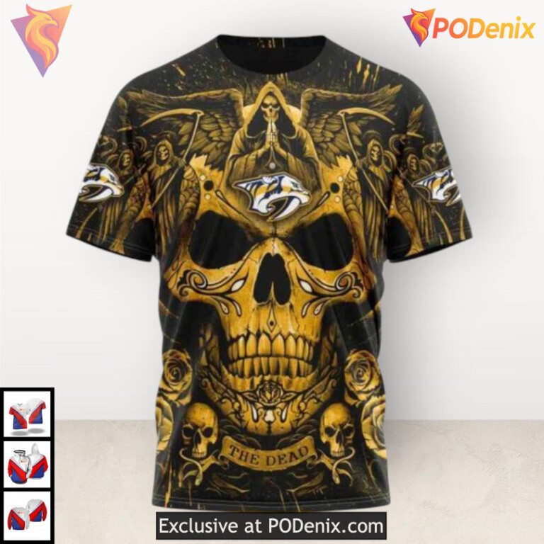 Skull Art Inspired Design Nashville Predators Pullover Hoodie Special 3D Apparel - 2