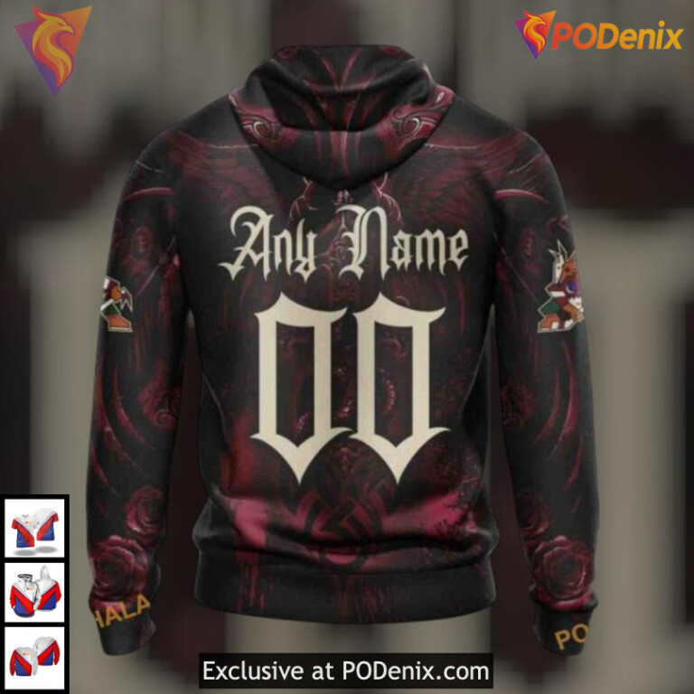 Skull Artwork Graphic Tribute Personalized Arizona Coyotes Hoodie Custom 3D - 1