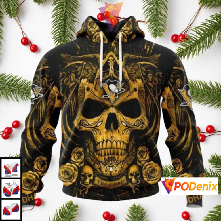 Skull Artwork Illustration Concept Pittsburgh Penguins 3D Hoodie Custom NHL Gear