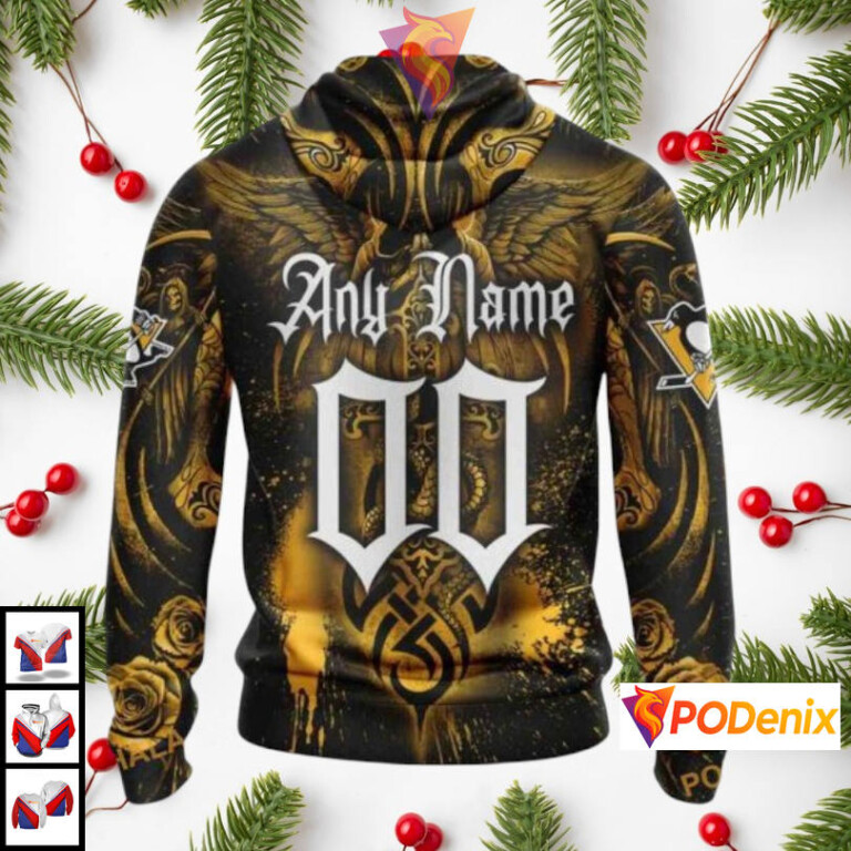Skull Artwork Illustration Concept Pittsburgh Penguins 3D Hoodie Custom NHL Gear - 1
