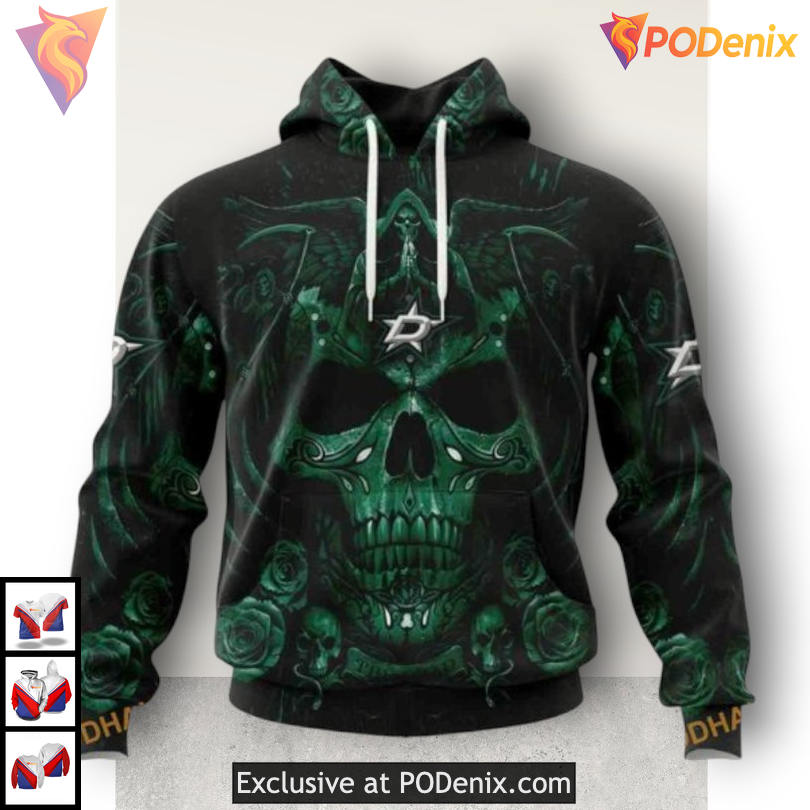 Skull Artwork Inspired Dallas Stars Hoodie 3D Custom Shirt