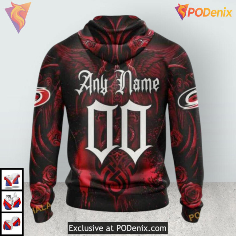 Skull Artwork Inspired Design Carolina Hurricanes Full Print Hoodie Sweatshirt - 1