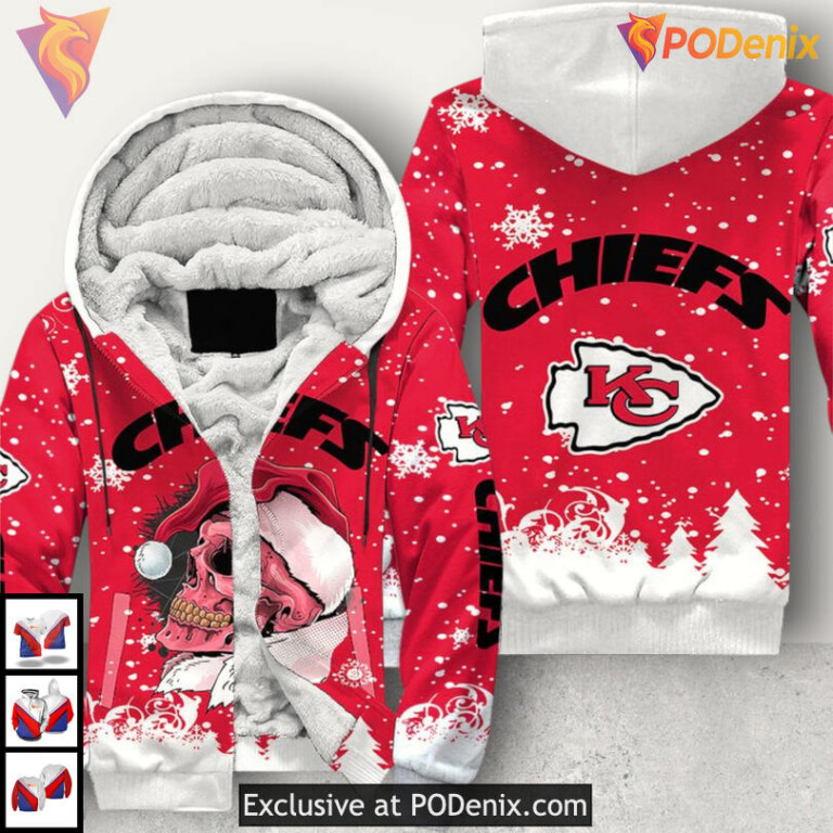 Skull Christmas Edition Kansas City Chiefs Kids Hoodie 3D Holiday Apparel - 2
