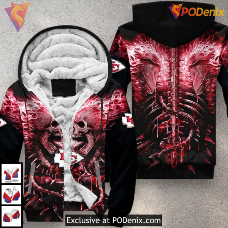 Skull Flame Design Kc Chiefs Hoodie Sweatshirt All Over Print Limited Style - 1