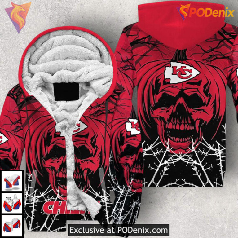 Skull Pumpkin Halloween Kansas City Chiefs Hoodie For Men, Custom 3D Apparel - 2