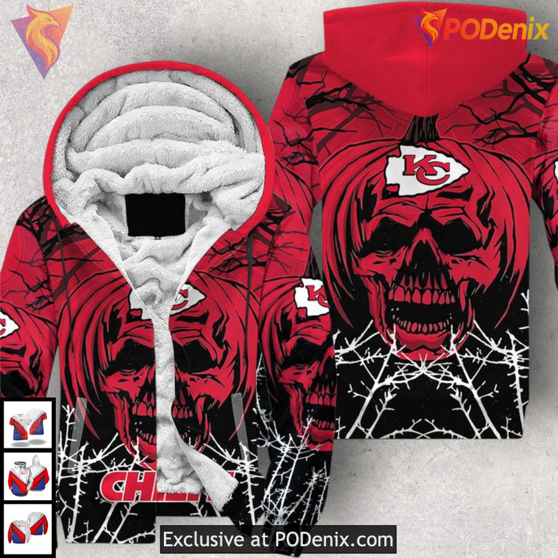 Skull Pumpkin Halloween Kansas City Chiefs Hoodie For Men, Custom 3D Apparel Skull Pumpkin Halloween Kansas City Chiefs Hoodie For Men, Custom 3D Apparel
