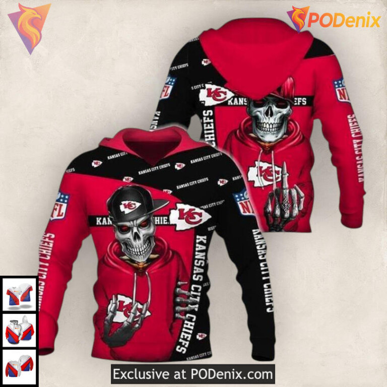 Skull Quote Graphic Kansas City Chiefs Mens Hoodie 3D Fearless Statement