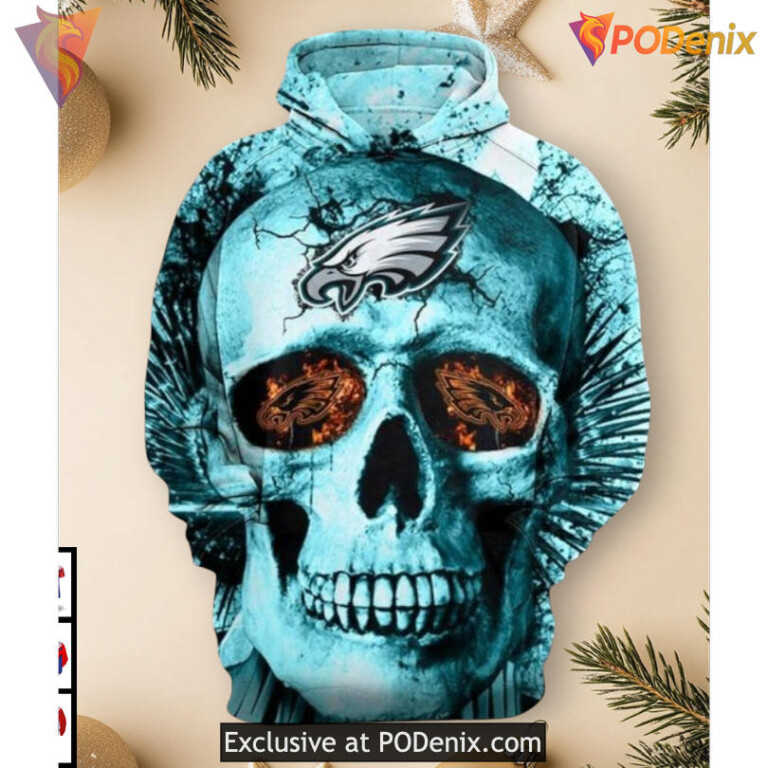 Skull Tribute Fan Design Youth Philadelphia Eagles Hoodie 3D Printed Apparel