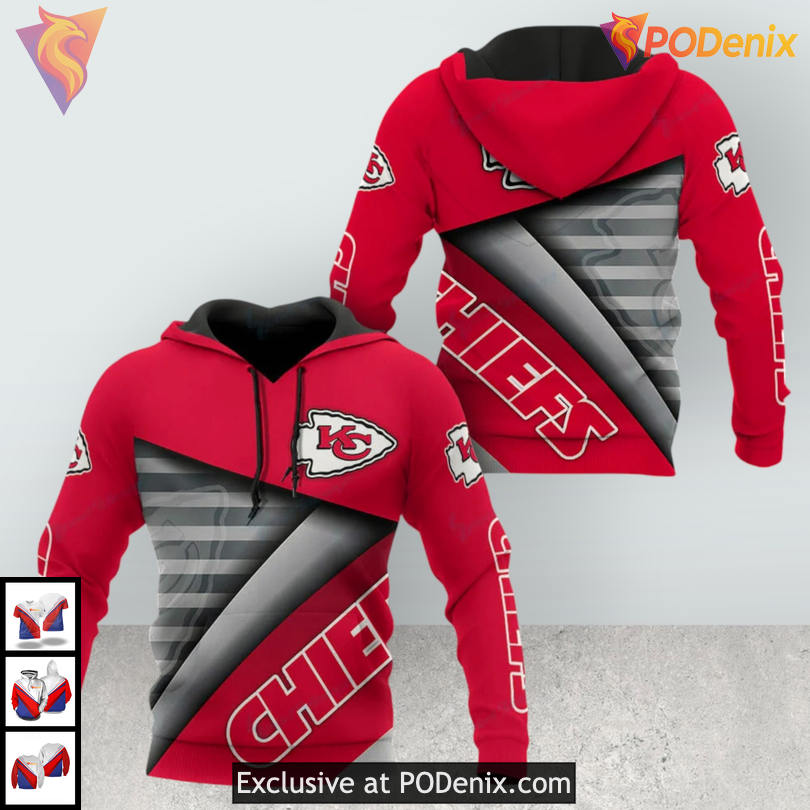 Sleek Stripes 3D Kansas City Chiefs Hoodie, Custom Unisex Fan Apparel Edition Sleek Stripes 3D Kansas City Chiefs Hoodie, Custom Unisex Fan Apparel Edition