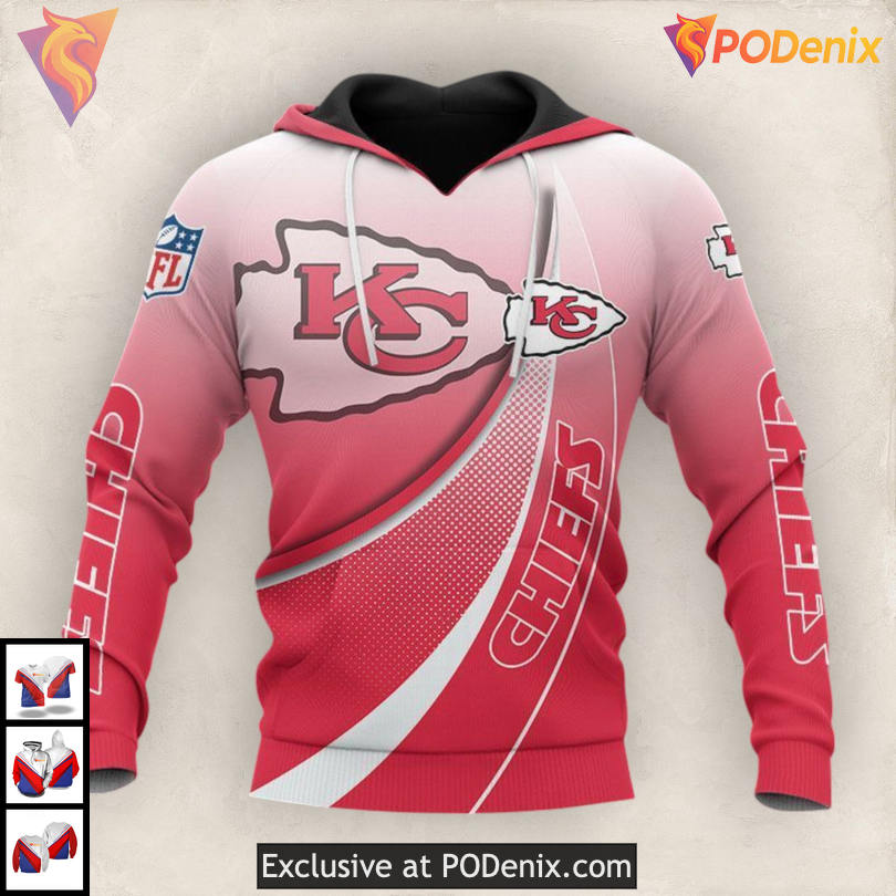 Smooth Gradient Curve Youth Kc Chiefs Hoodie 3D Modern Athletic Edition Smooth Gradient Curve Youth Kc Chiefs Hoodie 3D Modern Athletic Edition