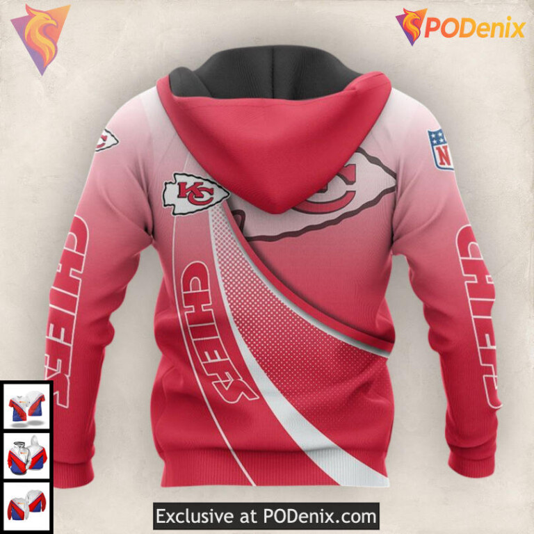 Smooth Gradient Curve Youth Kc Chiefs Hoodie 3D Modern Athletic Edition - 1