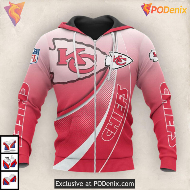 Smooth Gradient Curve Youth Kc Chiefs Hoodie 3D Modern Athletic Edition - 2