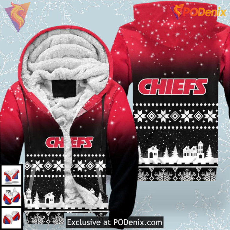 Snowflake Themed Kansas City Chiefs Mens Hoodie Winter 3D Pullover Gift - 2