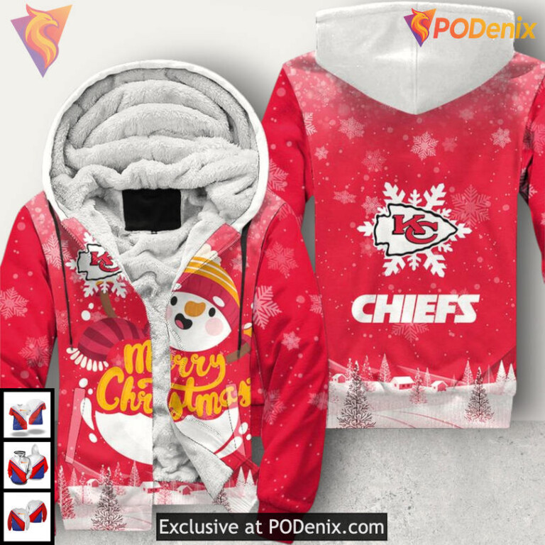 Snowman Christmas Kansas City Chiefs Zip Up Hoodie Custom Winter Style - 2