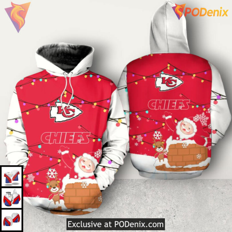 Snowman Graphic Kansas City Chiefs Full Zip Hoodie 3D Holiday Sweatshirt