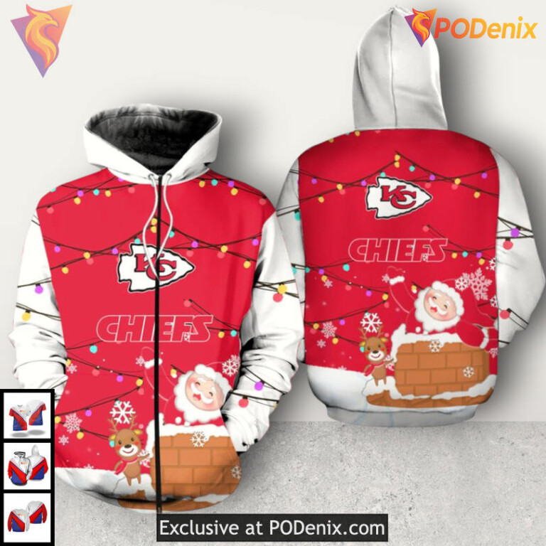 Snowman Graphic Kansas City Chiefs Full Zip Hoodie 3D Holiday Sweatshirt - 1