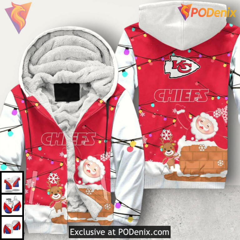 Snowman Graphic Kansas City Chiefs Full Zip Hoodie 3D Holiday Sweatshirt - 2