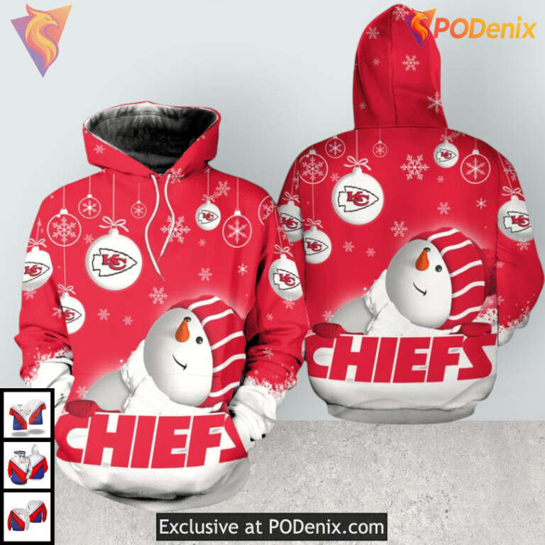 Snowman Holiday Scene Kansas City Chiefs Vintage Hoodie Christmas 3D Design
