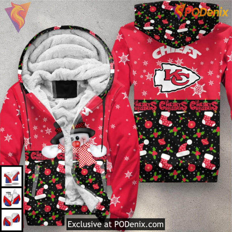 Snowman Zip Up Kc Chiefs Hoodie, Christmas Holiday 3D Fan Apparel Edition - 2