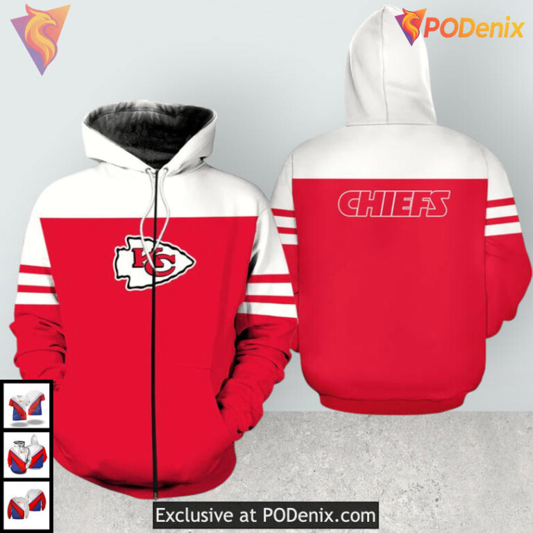 Soft Fleece Zip Up Kc Chiefs Hoodie Sweatshirt Womens Casual 3D Limited Design - 2