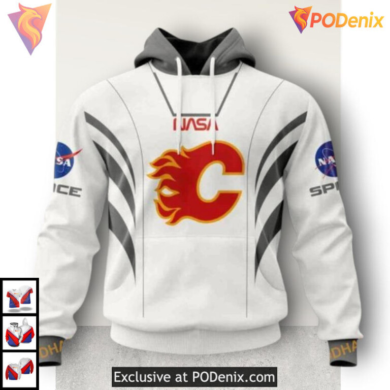 Space Force NASA Astronaut Design Calgary Flames Hoodie 3D Limited Edition