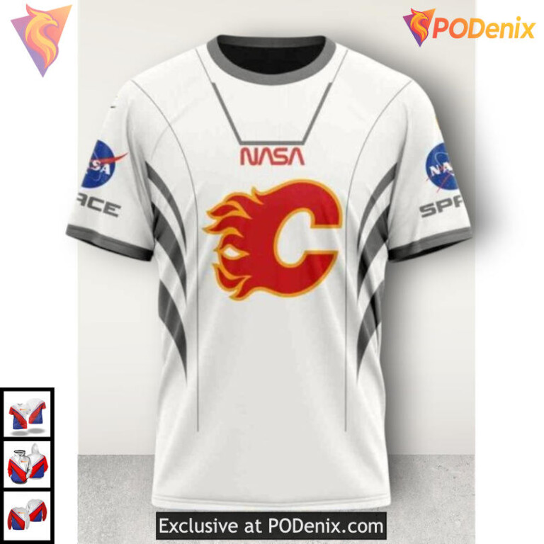 Space Force NASA Astronaut Design Calgary Flames Hoodie 3D Limited Edition - 2