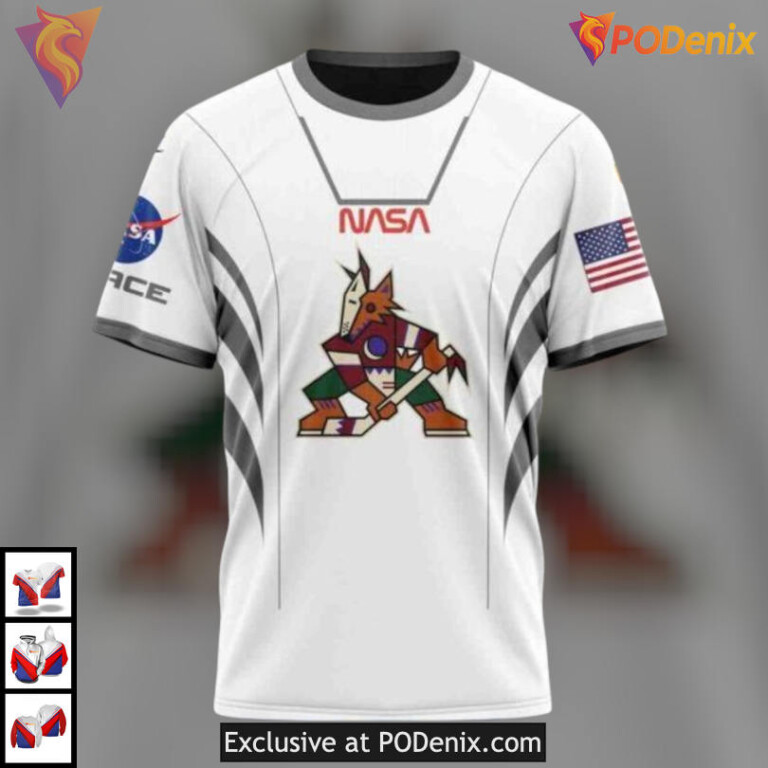 Space Force NASA Astronaut Tribute Custom Number Arizona Coyotes Hoodie Apparel - 2