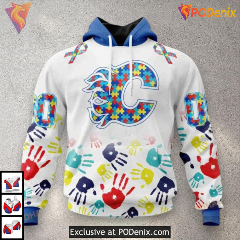 Special Autism Awareness Vintage Calgary Flames Hoodie 3D Edition
