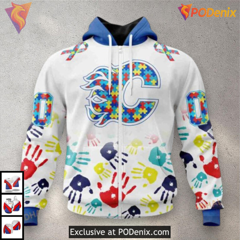 Special Autism Awareness Vintage Calgary Flames Hoodie 3D Edition - 1