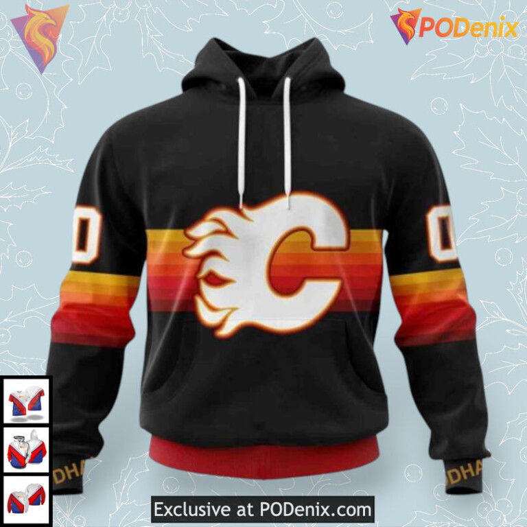 Special Black and Gradient Design Calgary Flames Hoodie 3D NHL Sweatshirt