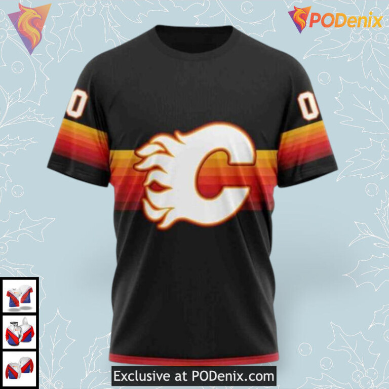 Special Black and Gradient Design Calgary Flames Hoodie 3D NHL Sweatshirt - 2