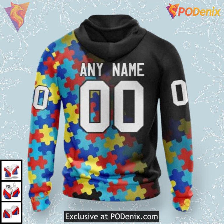 Special Black Autism Awareness Calgary Flames 3D Hoodie Support Edition - 1