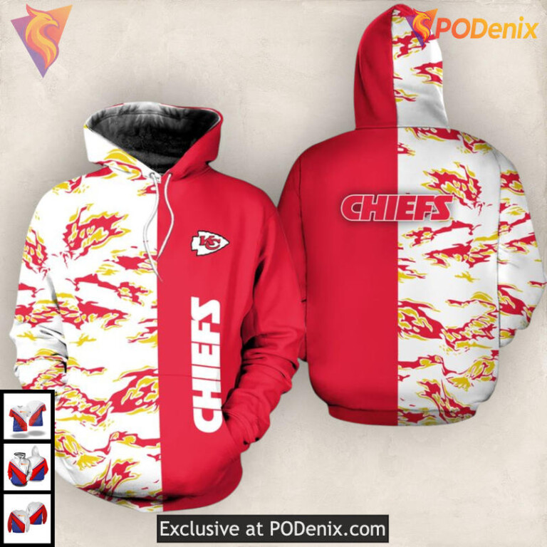 Special Edition Kansas City Chiefs Hoodies For Men, Retro 3D Zip Up Fanwear - 1