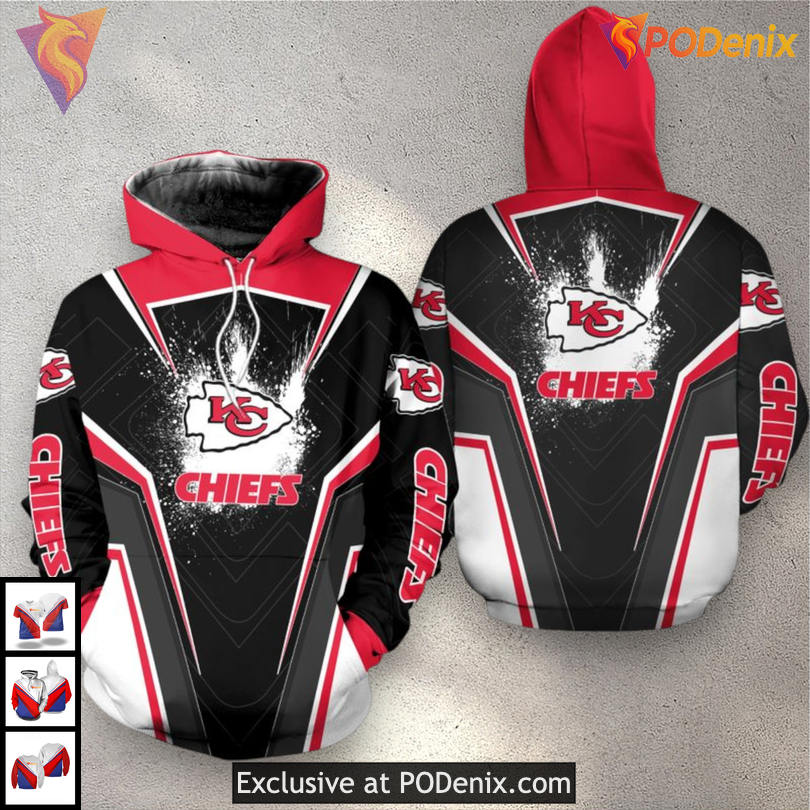 Splatter Pattern Game Day Vintage Kansas City Chiefs Hoodie 3D Graphic Style Splatter Pattern Game Day Vintage Kansas City Chiefs Hoodie 3D Graphic Style