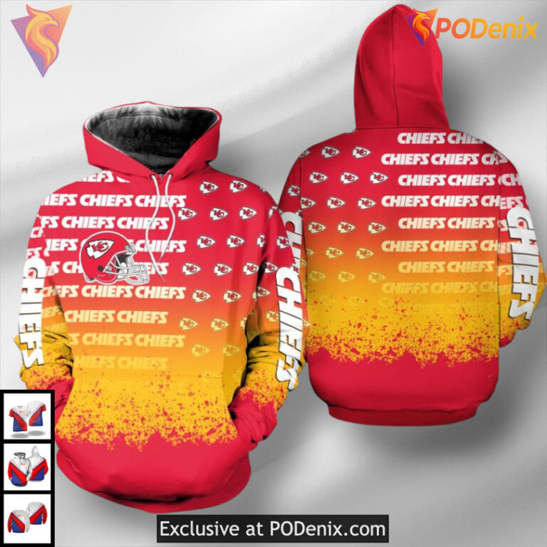 Splatter Pattern NFL Style Kansas City Chiefs Kids Hoodie Womens Limited Edition