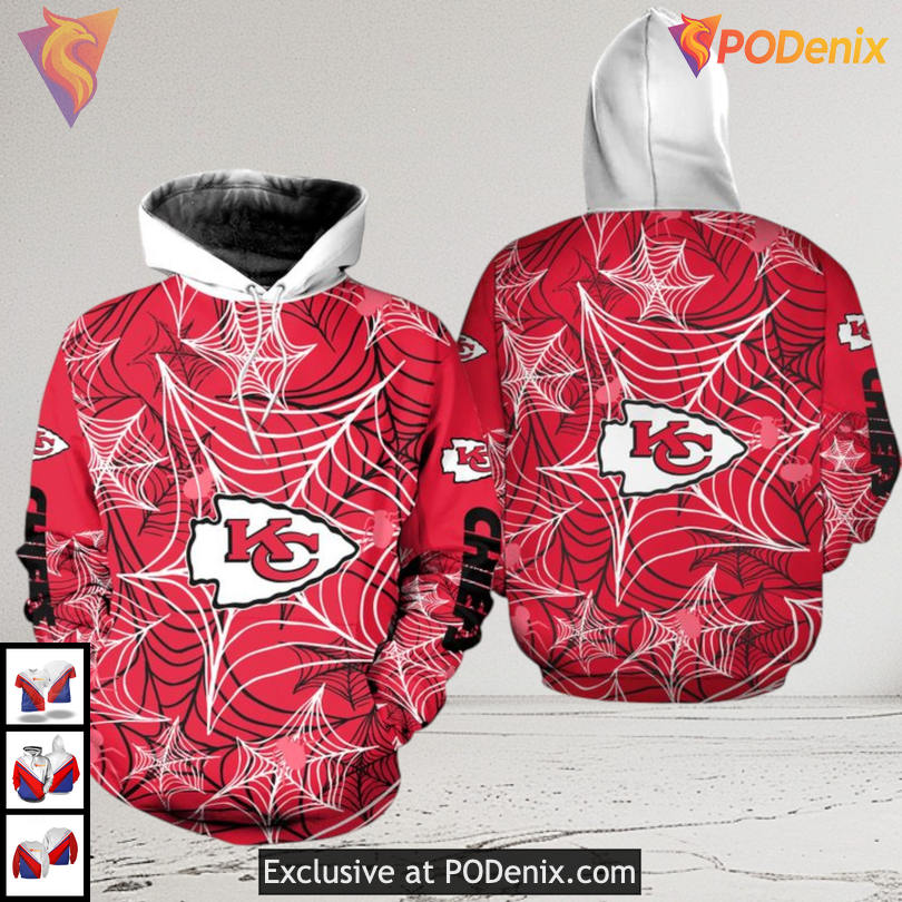 Spooky Spiderweb 3D Zip Kansas City Chiefs Zip Up Hoodie Halloween Style Spooky Spiderweb 3D Zip Kansas City Chiefs Zip Up Hoodie Halloween Style