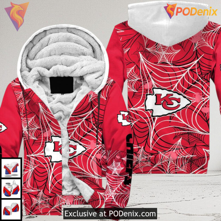 Spooky Spiderweb 3D Zip Kansas City Chiefs Zip Up Hoodie Halloween Style - 2
