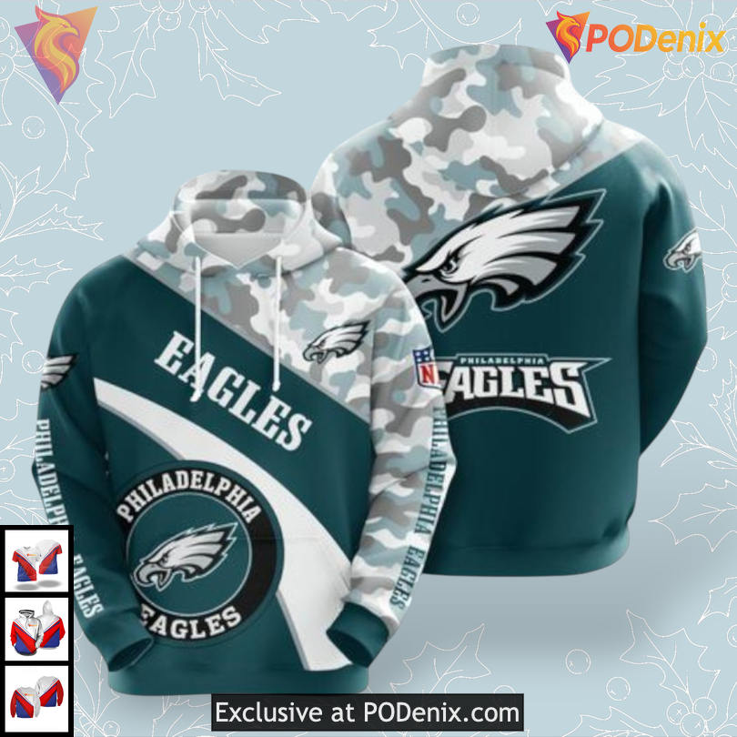 Sporty All Over Print Look Philadelphia Eagles Zip Up Hoodie Custom 3D Design Sporty All Over Print Look Philadelphia Eagles Zip Up Hoodie Custom 3D Design