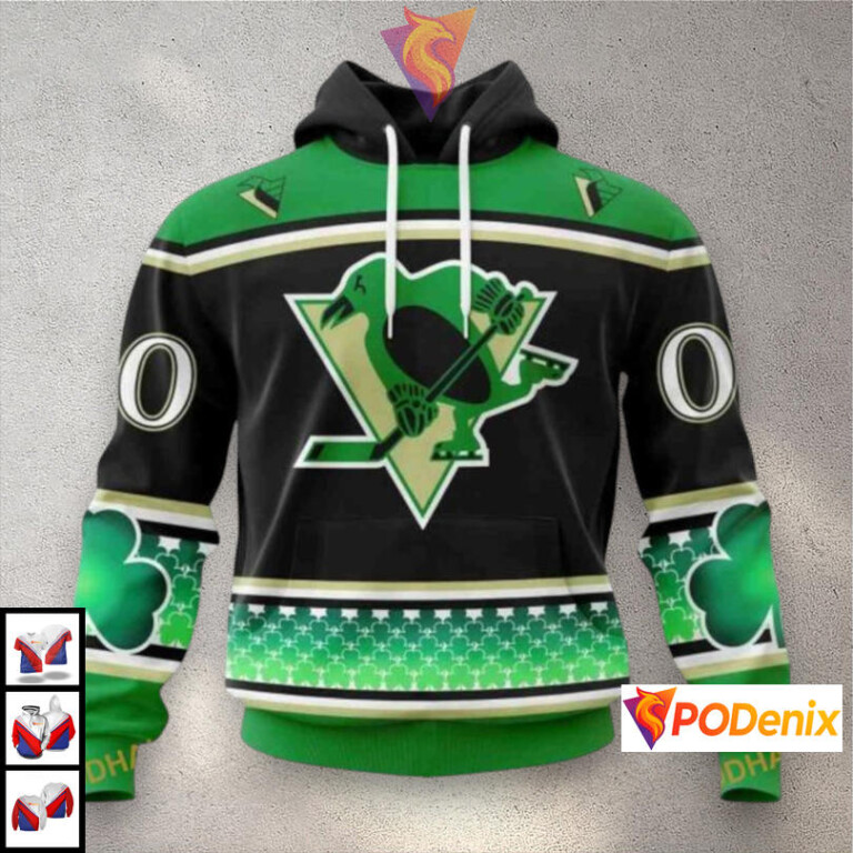 St Patricks Day Celebration Edition Pittsburgh Penguins All Over Print Hoodie NHL 3D
