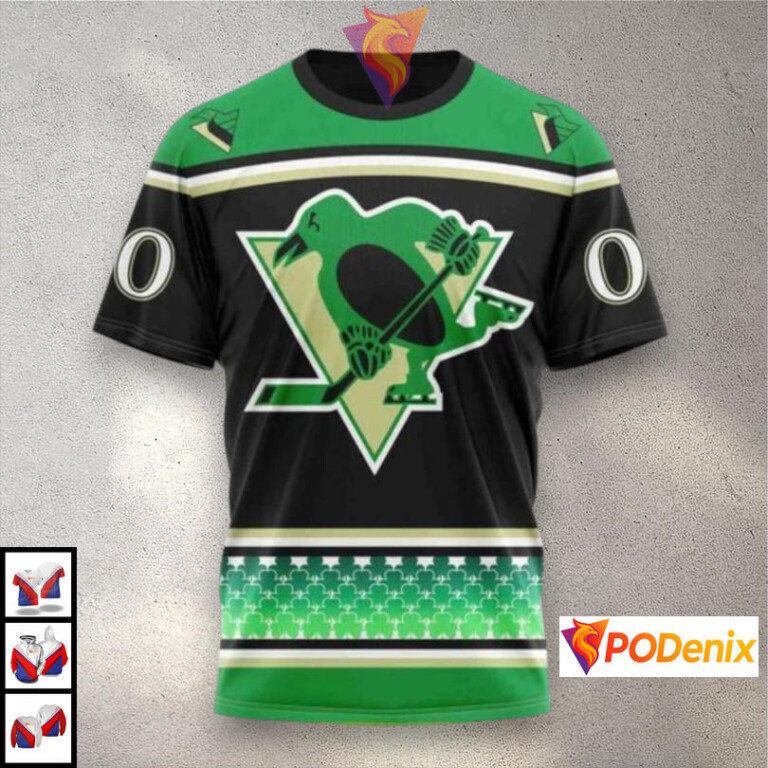 St Patricks Day Celebration Edition Pittsburgh Penguins All Over Print Hoodie NHL 3D - 2