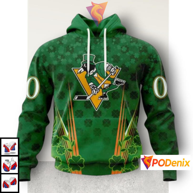 St Patricks Day Celebration Pittsburgh Penguins Zip Up Hoodie Custom Style St Patricks Day Celebration Pittsburgh Penguins Zip Up Hoodie Custom Style