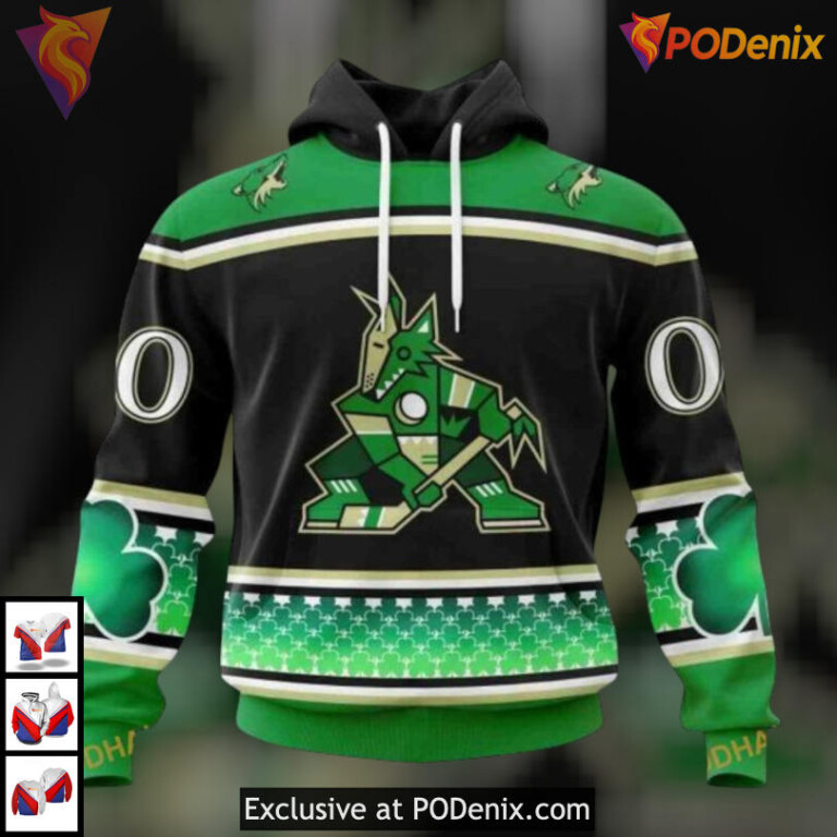 St Patricks Day Celebration Style Vintage Arizona Coyotes Hoodie Custom 3D